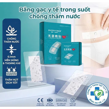 Miếng dán y tế trong suốt, miếng dán hút dịch vô trùng sau mổ chống thấm nước, miếng dán vết thương HONS