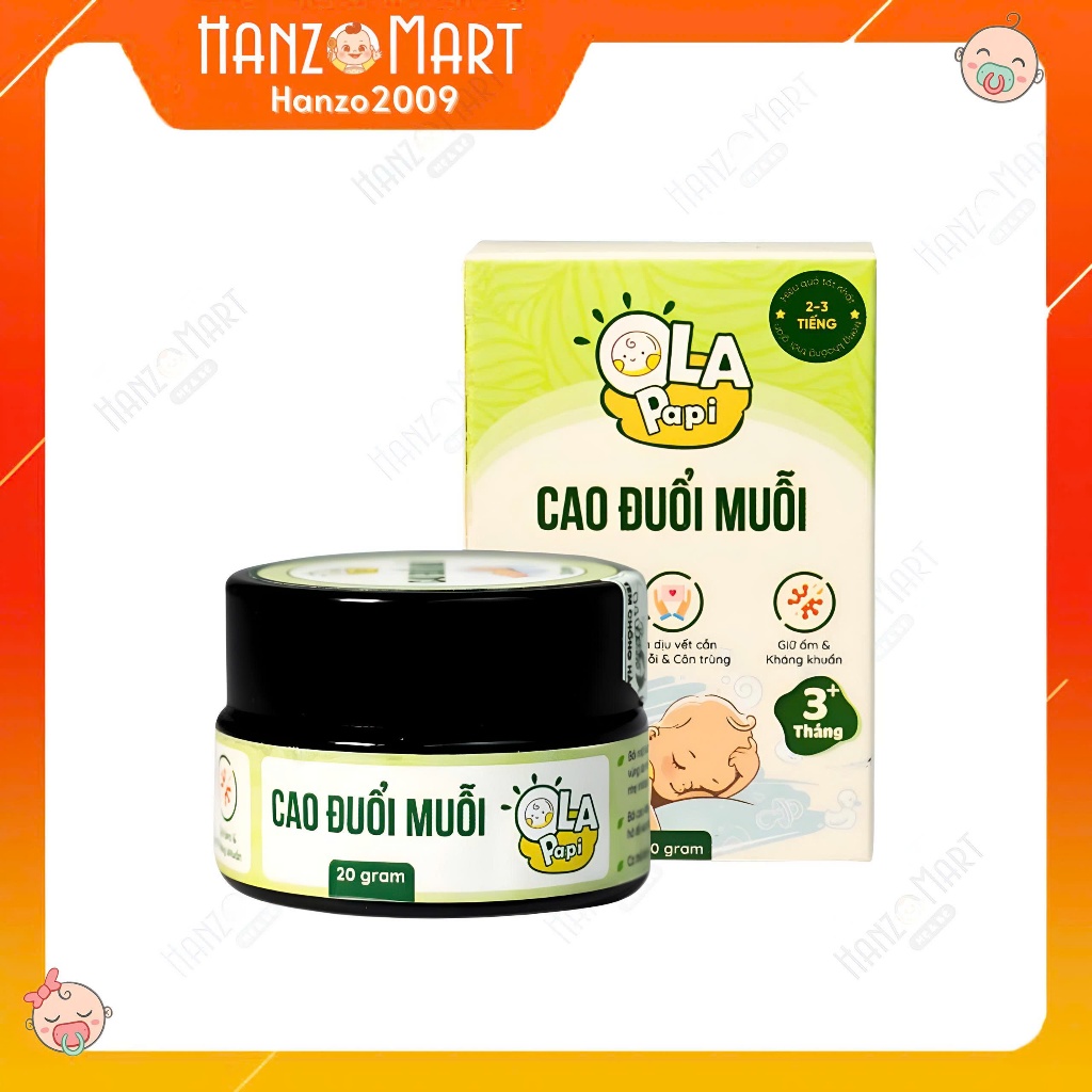 Cao Đuổi Muỗi Ola Papi Mệ Đoan 20g - Thảo Dược Tự Nhiên Hỗ Trợ Làm Dịu Vết Côn Trùng Cắn - hanzo2009