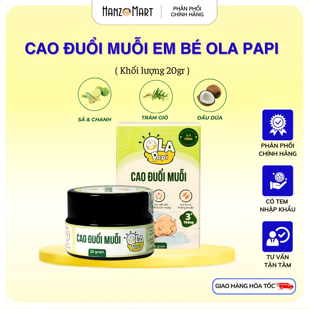 Cao Đuổi Muỗi Ola Papi Mệ Đoan 20g - Thảo Dược Tự Nhiên Hỗ Trợ Làm Dịu Vết Côn Trùng Cắn - hanzo2009