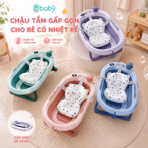 Chậu Tắm Gấp Gọn Kèm Phao Có Nhiệt Kế Cho Bé Từ Sơ Sinh 9Baby