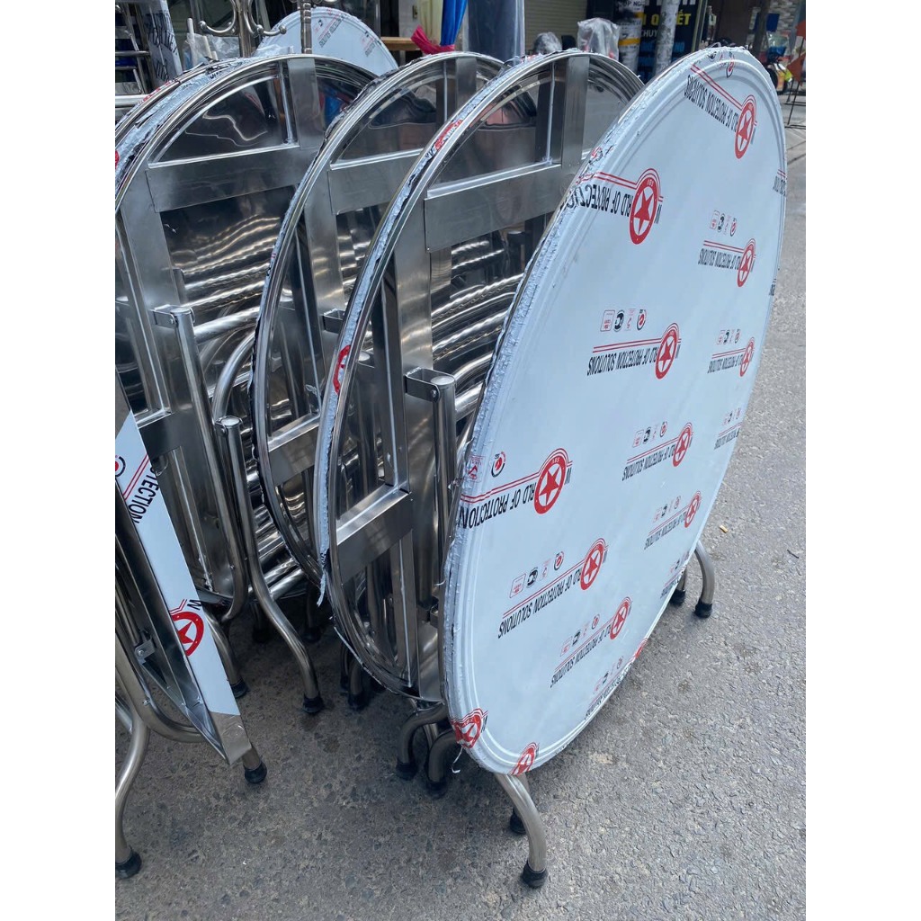 bàn tròn inox 201 và 304 ăn tiệc sản xuất tại xưởng ship hỏa tốc