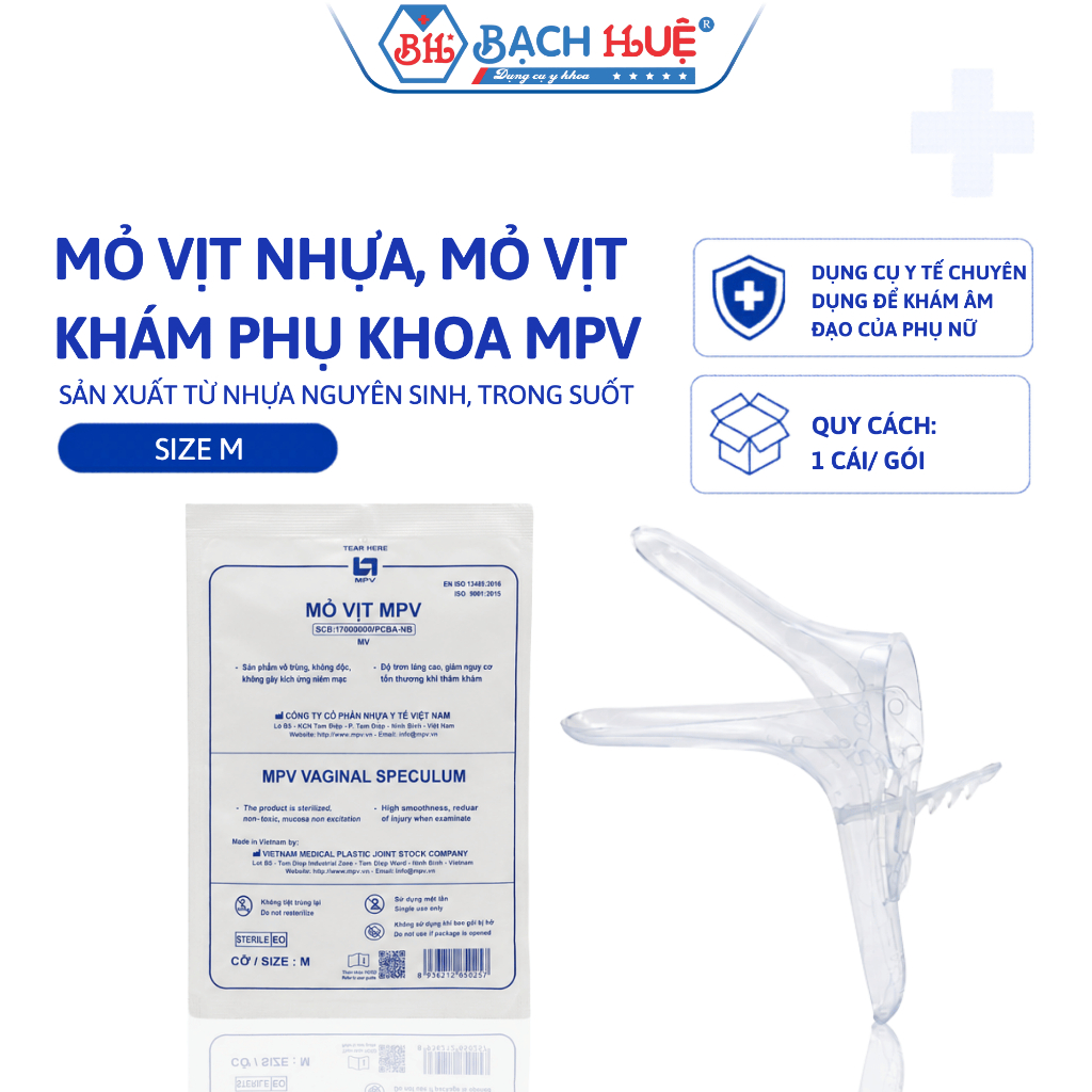 Mỏ Vịt Nhựa Khám Phụ Khoa MPV Cao Cấp  – Dụng Cụ Mỏ Vịt Khám Phụ Khoa Vô Trùng Dùng 1 Lần