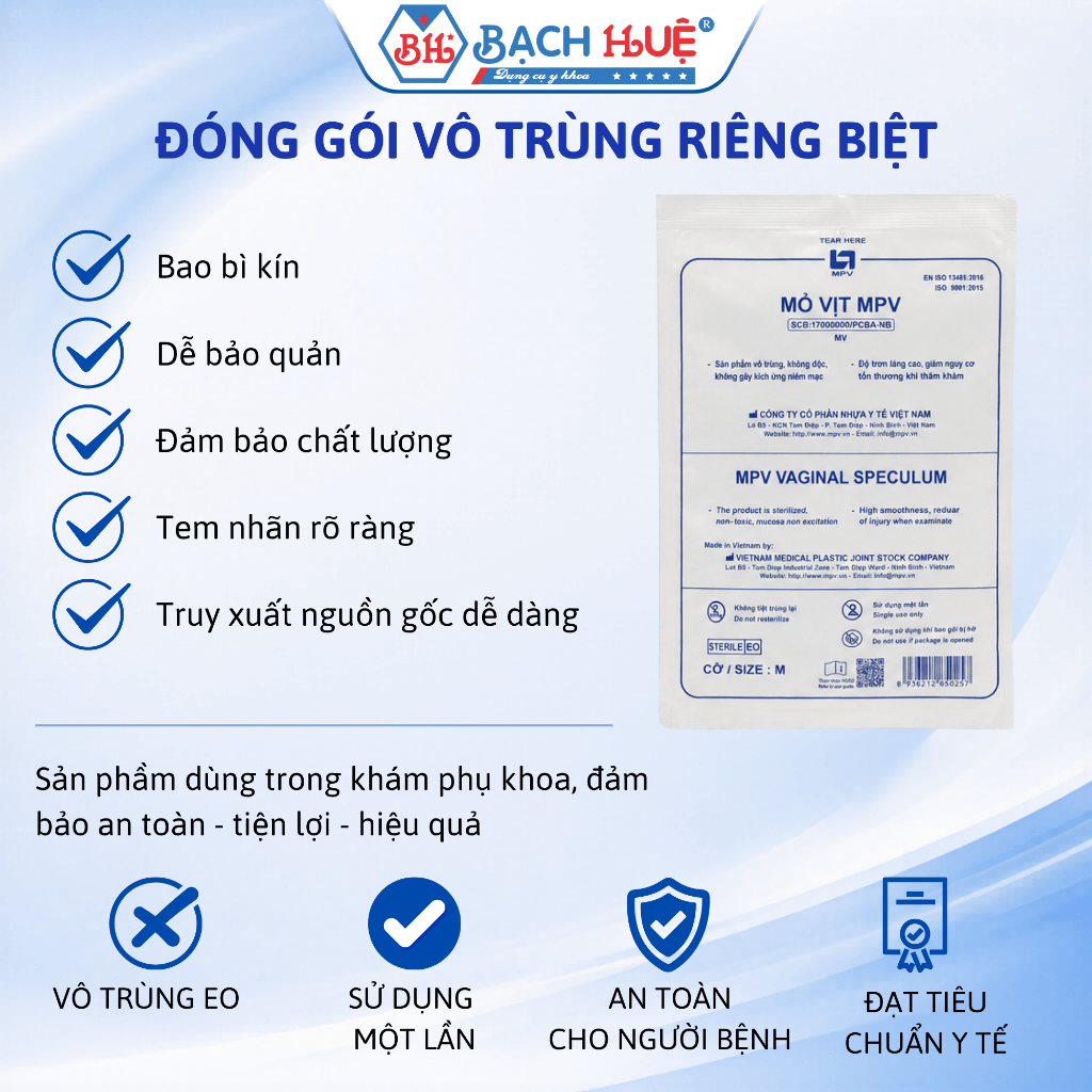 Mỏ Vịt Nhựa Khám Phụ Khoa MPV Cao Cấp  – Dụng Cụ Mỏ Vịt Khám Phụ Khoa Vô Trùng Dùng 1 Lần