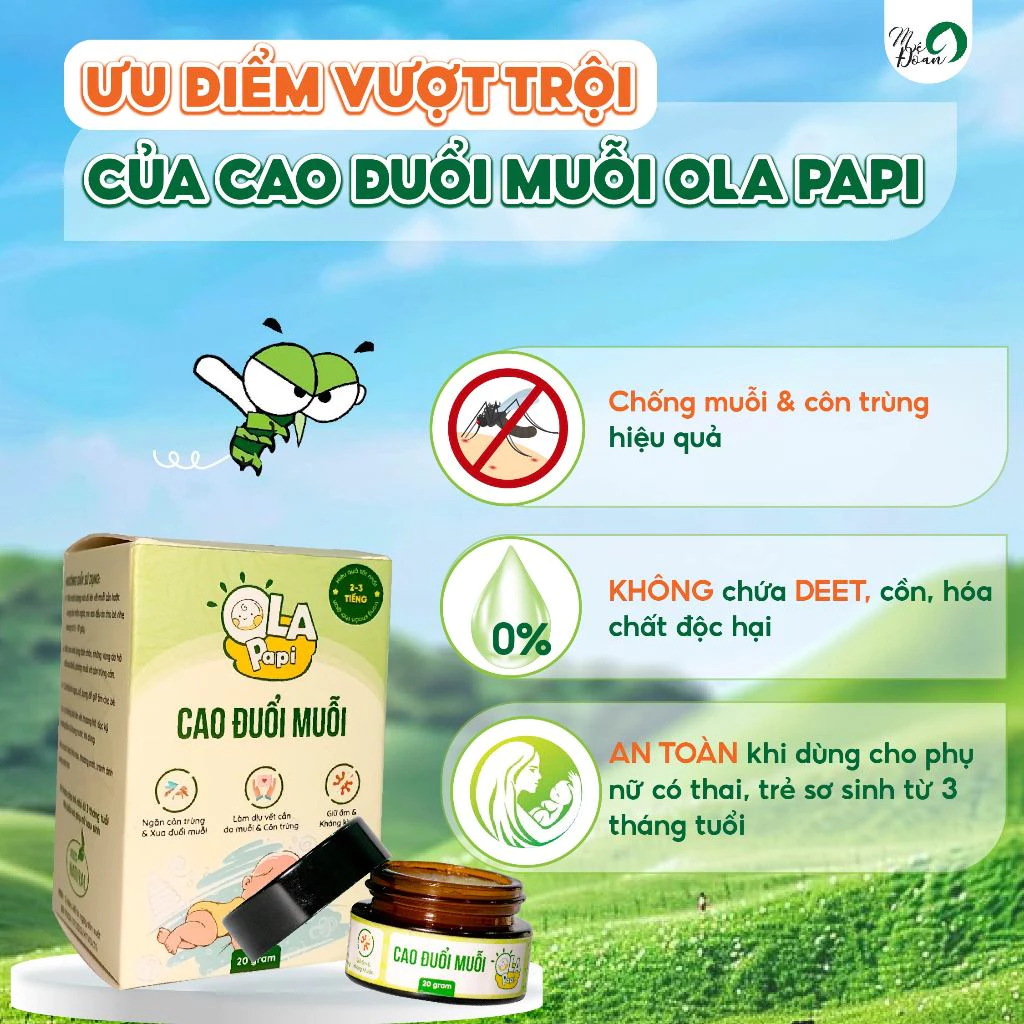 Cao Đuổi Muỗi Ola Papi Mệ Đoan 20g - Thảo Dược Tự Nhiên Hỗ Trợ Làm Dịu Vết Côn Trùng Cắn - hanzo2009