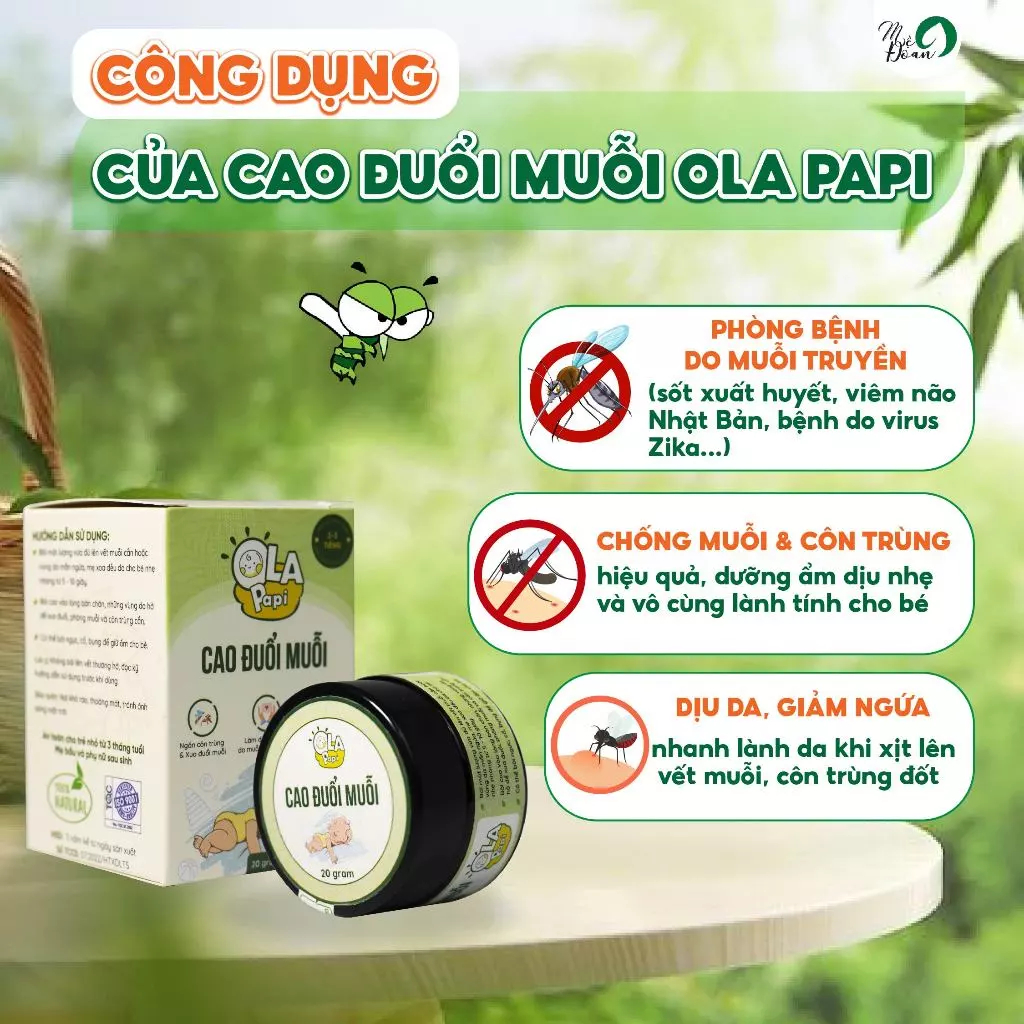 Cao Đuổi Muỗi Ola Papi Mệ Đoan 20g - Thảo Dược Tự Nhiên Hỗ Trợ Làm Dịu Vết Côn Trùng Cắn - hanzo2009