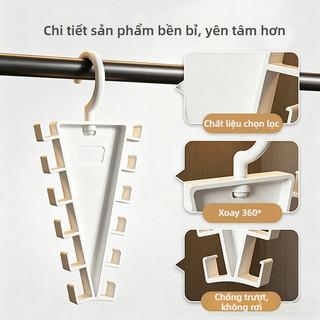 Giá Treo Móc Đôi Hình Chữ V Đa Năng Xoay 360 Độ Cho Tủ Quần Áo, Dùng Treo Mũ, Túi Xách, Sắp Xếp Dụng Cụ Gia Đình