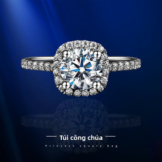 Nhẫn Moissanite kiểu bao viền cổ điển phong cách Hàn Quốc vòng nhẫn mở cỡ nhẫn cưới cặp đôi thời trang