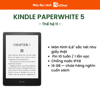 Máy Đọc Sách Kindle Paperwhite 5 16Gb Màn hình 6.8inch Chính Hãng Có Quảng Cáo