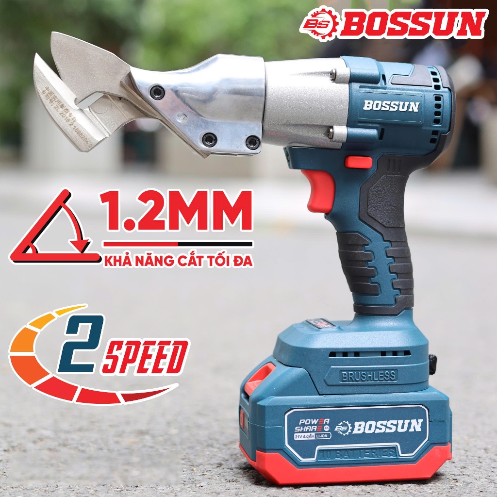 [MỚI] Kéo Cắt Tôn Bossun BS-MS12PRO Kéo Cắt Công Trình, Chuyên Cắt Tôn Sử Dụng Pin
