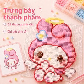 Bộ nguyên liệu hạt xếp thủ công DIY đầy đủ dụng cụ, hạt nhiệt 3D, bộ đồ chơi hot trend dành cho bé gái, đủ bảng màu.