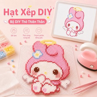 Bộ nguyên liệu hạt xếp thủ công DIY đầy đủ dụng cụ, hạt nhiệt 3D, bộ đồ chơi hot trend dành cho bé gái, đủ bảng màu.