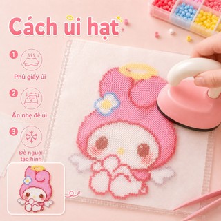 Bộ nguyên liệu hạt xếp thủ công DIY đầy đủ dụng cụ, hạt nhiệt 3D, bộ đồ chơi hot trend dành cho bé gái, đủ bảng màu.