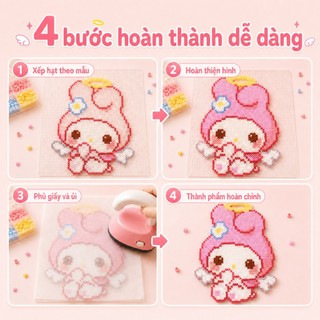 Bộ nguyên liệu hạt xếp thủ công DIY đầy đủ dụng cụ, hạt nhiệt 3D, bộ đồ chơi hot trend dành cho bé gái, đủ bảng màu.