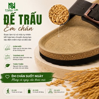 Dép Đế Trấu NS02 Quai Ngang 2 Khóa Nam Nữ- Đế Trấu, Êm Chân, Chống Trơn, Hot Trend