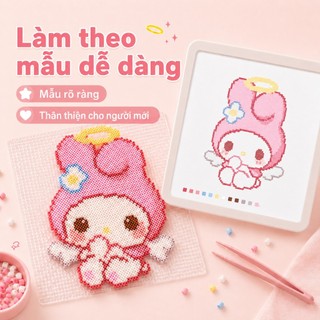 Bộ nguyên liệu hạt xếp thủ công DIY đầy đủ dụng cụ, hạt nhiệt 3D, bộ đồ chơi hot trend dành cho bé gái, đủ bảng màu.