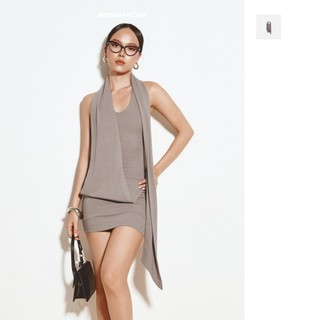 [N6] Đầm Ngắn Cổ Đổ Halo Draped, Chất Vải Thun Thoải Mái, WDN167, SOME HOW STORE