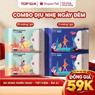 (COMBO DỊU NHẸ NGÀY ĐÊM) Băng vệ sinh Topgia hàng ngày và ban đêm siêu thấm hút, an tâm cả ngày dài