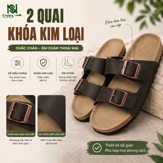 Dép Đế Trấu NS02 Quai Ngang 2 Khóa Nam Nữ- Đế Trấu, Êm Chân, Chống Trơn, Hot Trend