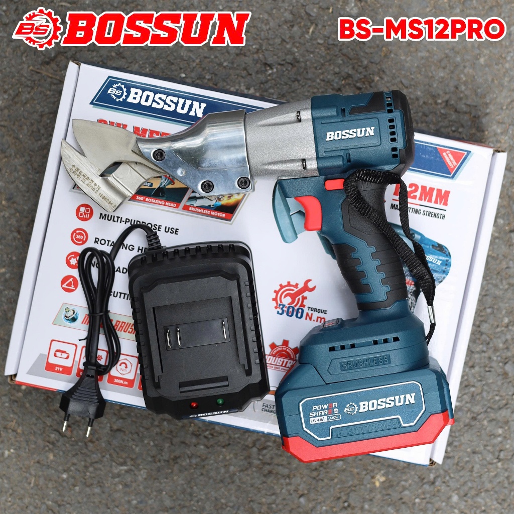 [MỚI] Kéo Cắt Tôn Bossun BS-MS12PRO Kéo Cắt Công Trình, Chuyên Cắt Tôn Sử Dụng Pin