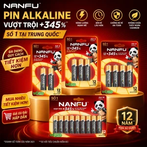 NANFU Pin Kiềm AA/AAA 1.5V Chinh Hang – Pin Alkaline G5 Vo Thép, Khong Hg Cd Pb, Khong Chay Nuoc, HSD 12 Nam