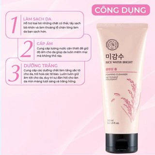 Sữa Rửa Mặt Gạo Hồng The Face Shop Rice Water Bright Cleansing Foam SRM gạo hồng TFS 150ml - Kosmi Beauty