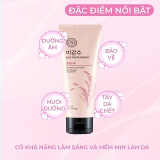 Sữa Rửa Mặt Gạo Hồng The Face Shop Rice Water Bright Cleansing Foam SRM gạo hồng TFS 150ml - Kosmi Beauty