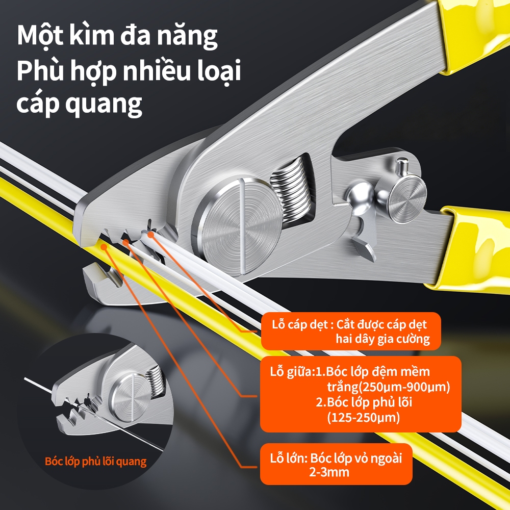 Kìm Miller Tuốt Sợi Quang 3 Lỗ 3 Trong 1 Tuốt Cáp Quang FTTH Dụng Cụ Thi Công Mạng