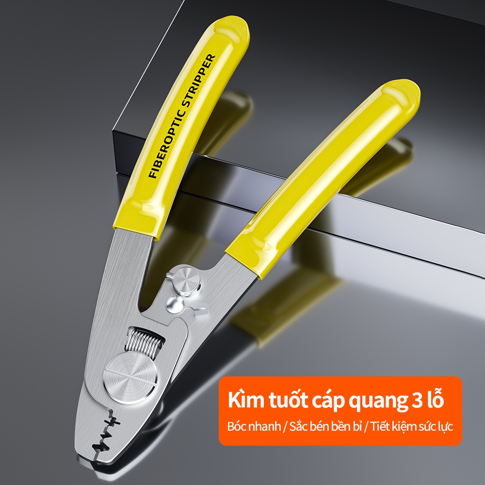 Kìm Miller Tuốt Sợi Quang 3 Lỗ 3 Trong 1 Tuốt Cáp Quang FTTH Dụng Cụ Thi Công Mạng