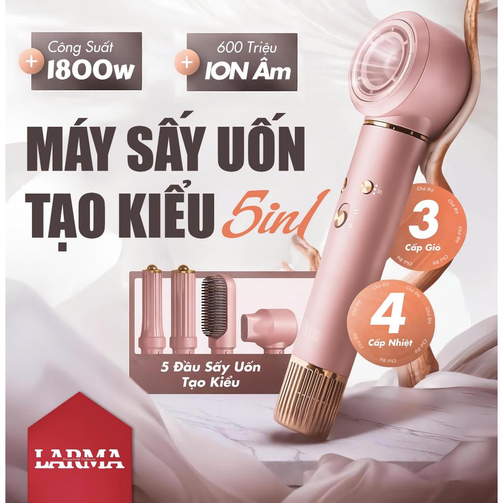 Larma Máy Sấy Tạo Kiểu 5in1 Ion Âm 1800W - Sấy Khô Uốn Xoăn Duỗi Thẳng Tạo Phồng Làm Mượt Tóc Bóng Mượt