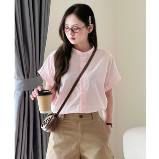GEMINI-Áo Sơ Mi Nữ LUNA Cổ Trụ Form Suông SM21– Chất Thô Mềm Thoáng Mát, Thanh Lịch Dễ Phối Đồ
