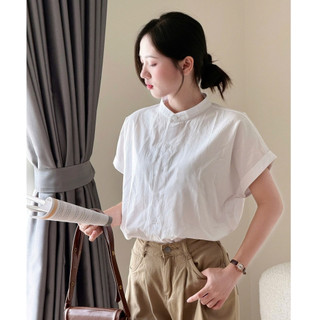 GEMINI-Áo Sơ Mi Nữ LUNA Cổ Trụ Form Suông SM21– Chất Thô Mềm Thoáng Mát, Thanh Lịch Dễ Phối Đồ