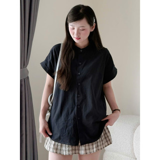 GEMINI-Áo Sơ Mi Nữ LUNA Cổ Trụ Form Suông SM21– Chất Thô Mềm Thoáng Mát, Thanh Lịch Dễ Phối Đồ