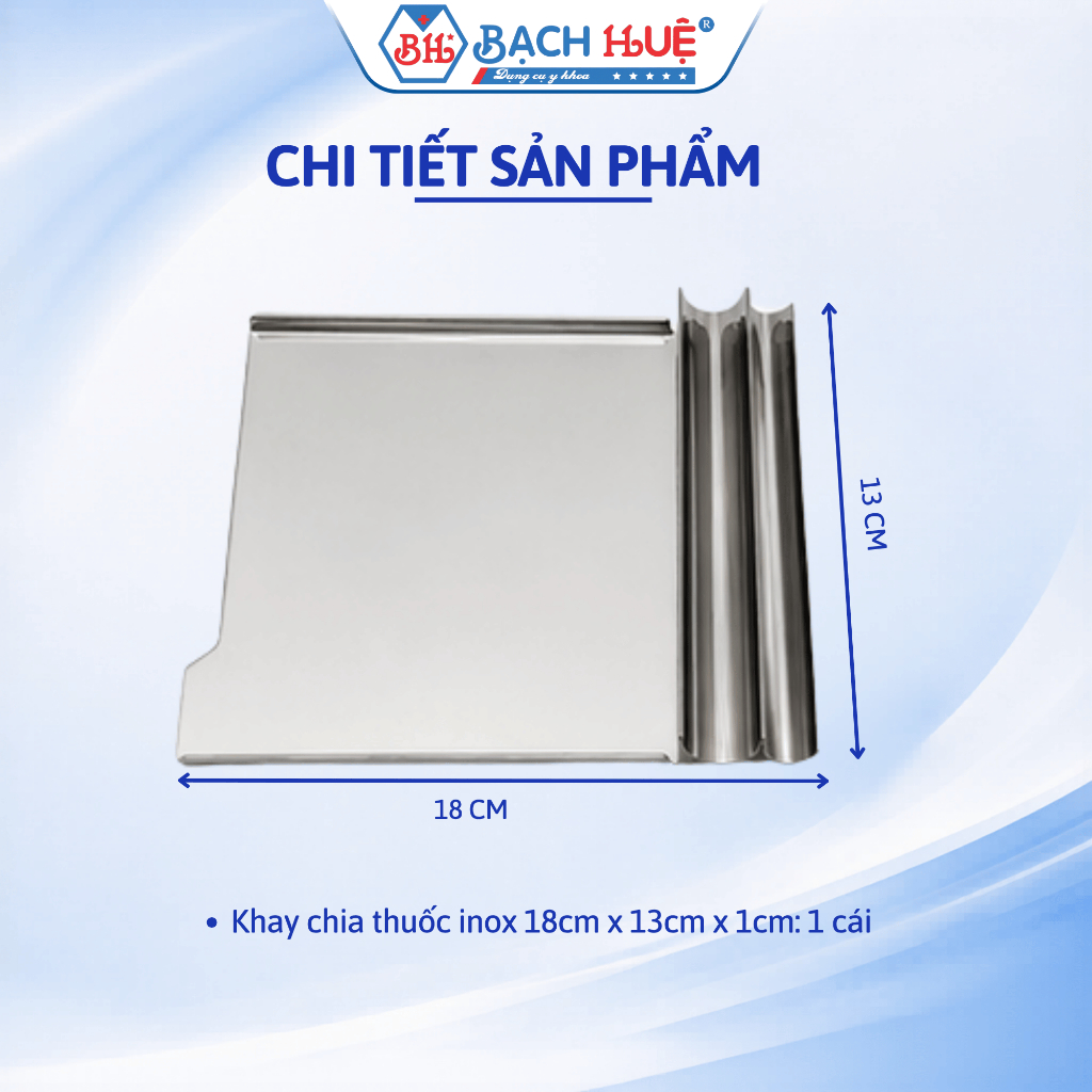Trọn Bộ Dụng Cụ Chia Thuốc Y Tế: Khay Inox Lớn + 1 Que + 1 Kéo 16cm Cắt Phát Thuốc Sắc Bén