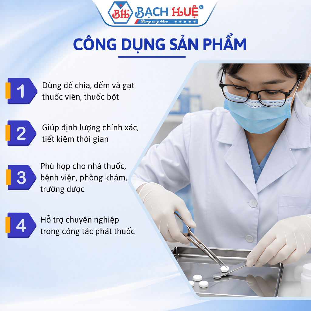 Trọn Bộ Dụng Cụ Chia Thuốc Y Tế: Khay Inox Lớn + 1 Que + 1 Kéo 16cm Cắt Phát Thuốc Sắc Bén