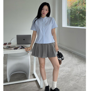 GEMINI -Áo Sơ Mi Nữ SLEEK Cổ Trụ Form Boxy – Chất Oxford Mềm Mịn, Thanh Lịch Hiện Đại