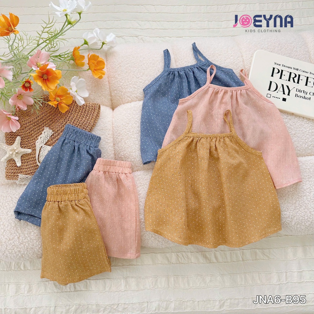 Bộ 2 dây Joeyna B95 họa tiết chấm bi siêu xinh cho bé 8-24kg