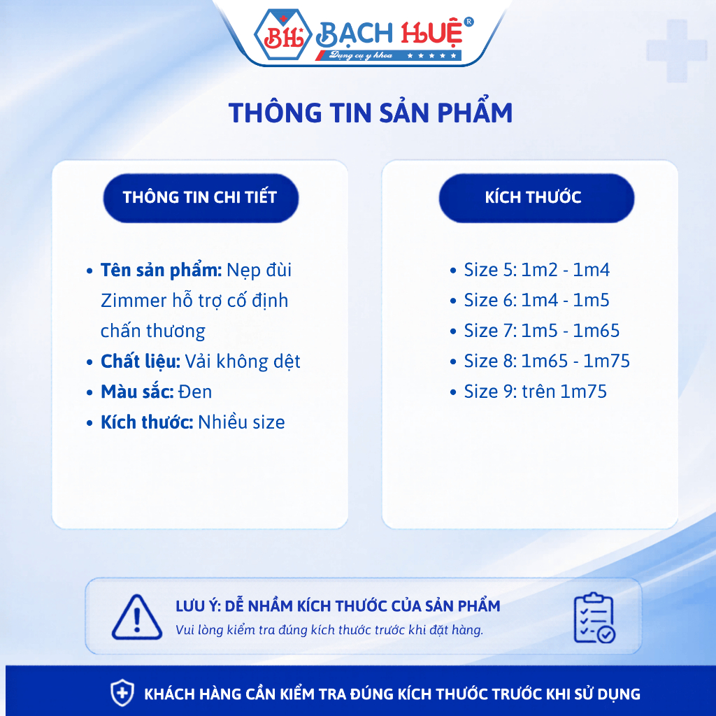 Nẹp Đùi Zimmer Cố Định Chấn Thương Vải Không Dệt – Nẹp Cố Định Khớp Gối, Đùi Cao Cấp Đủ Size