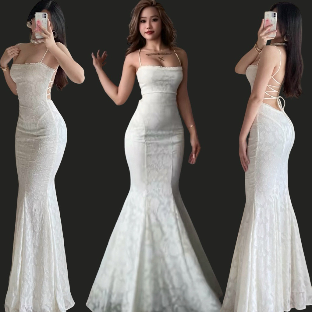 Đầm Maxi Hai Dây Ôm Body Đan Dây Lưng