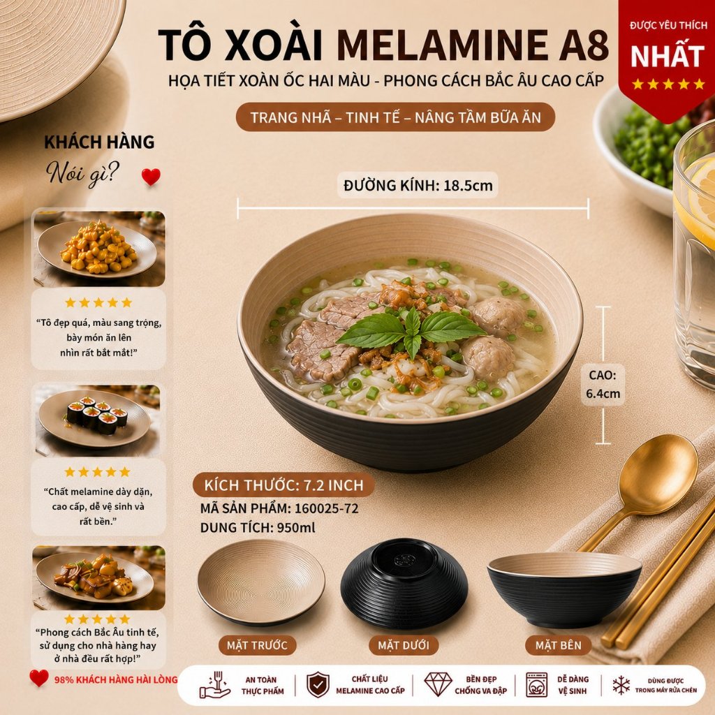 Bát Melamine Họa Tiết Xoắn Ốc Hai Màu - Phong Cách Bắc Âu Cao Cấp 160025-72