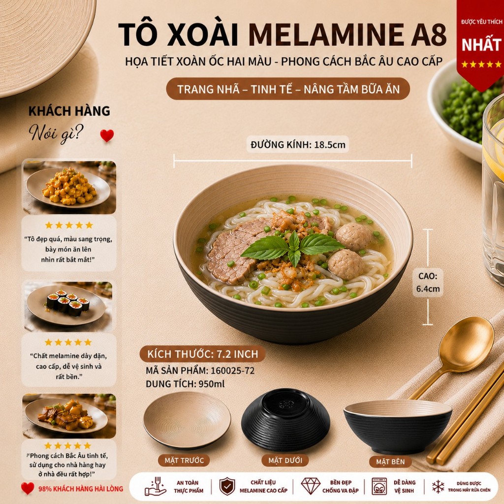 Bát Melamine Họa Tiết Xoắn Ốc Hai Màu - Phong Cách Bắc Âu Cao Cấp 160025-72