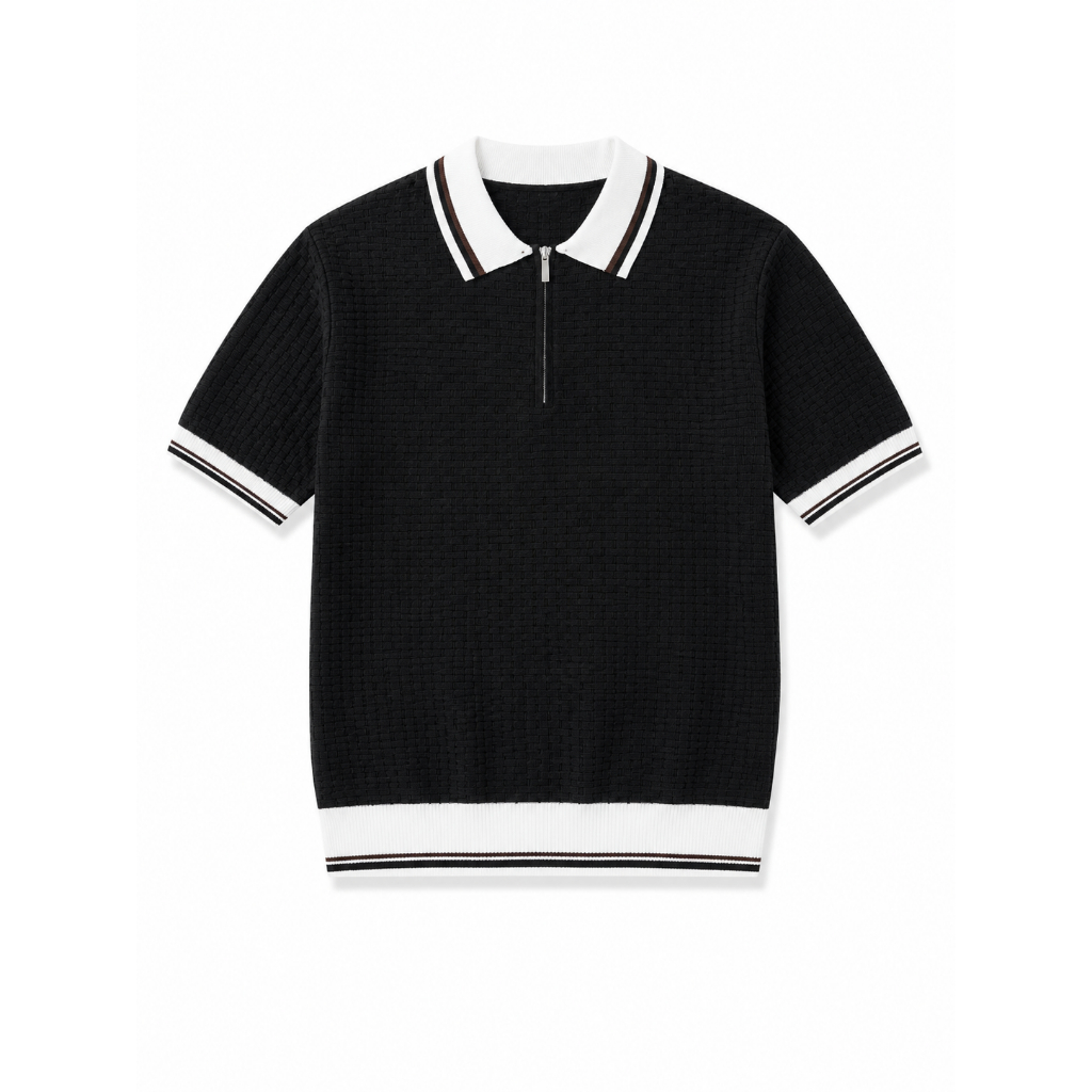 PA2 - Áo polo nam tay ngắn cổ polo kiểu dệt waffle, thoáng khí, phong cách Hàn Quốc