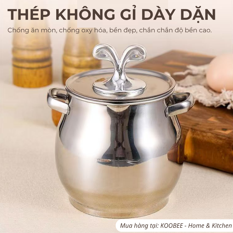 Hũ Đựng Mỡ Inox Có Lưới Lọc 1L KOOBEE – Ca Lọc Dầu Ăn, Lọc Mỡ Heo, Hộp Đựng Dầu Mỡ Thép Không Gỉ Có Nắp | 395