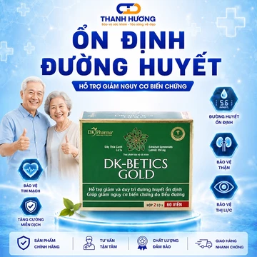 GOLD Viên uống tiểu đường dây thìa canh lá to DK Betics GOLD 1 hộp 2 lọ- mỗi lọ 60 viên- tổng 120 viên