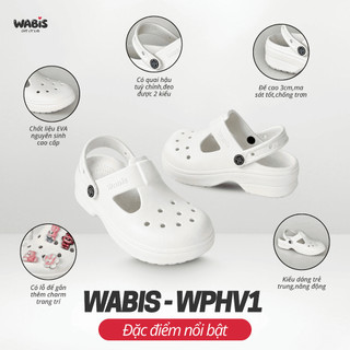 [Tặng Charm + Móc Khóa Chính Hãng] Dép Sục Màu Kem WABIS Platform Happiness V1 Đế Cao 3cm Chống Trơn Chống Trượt[WPH-V1]