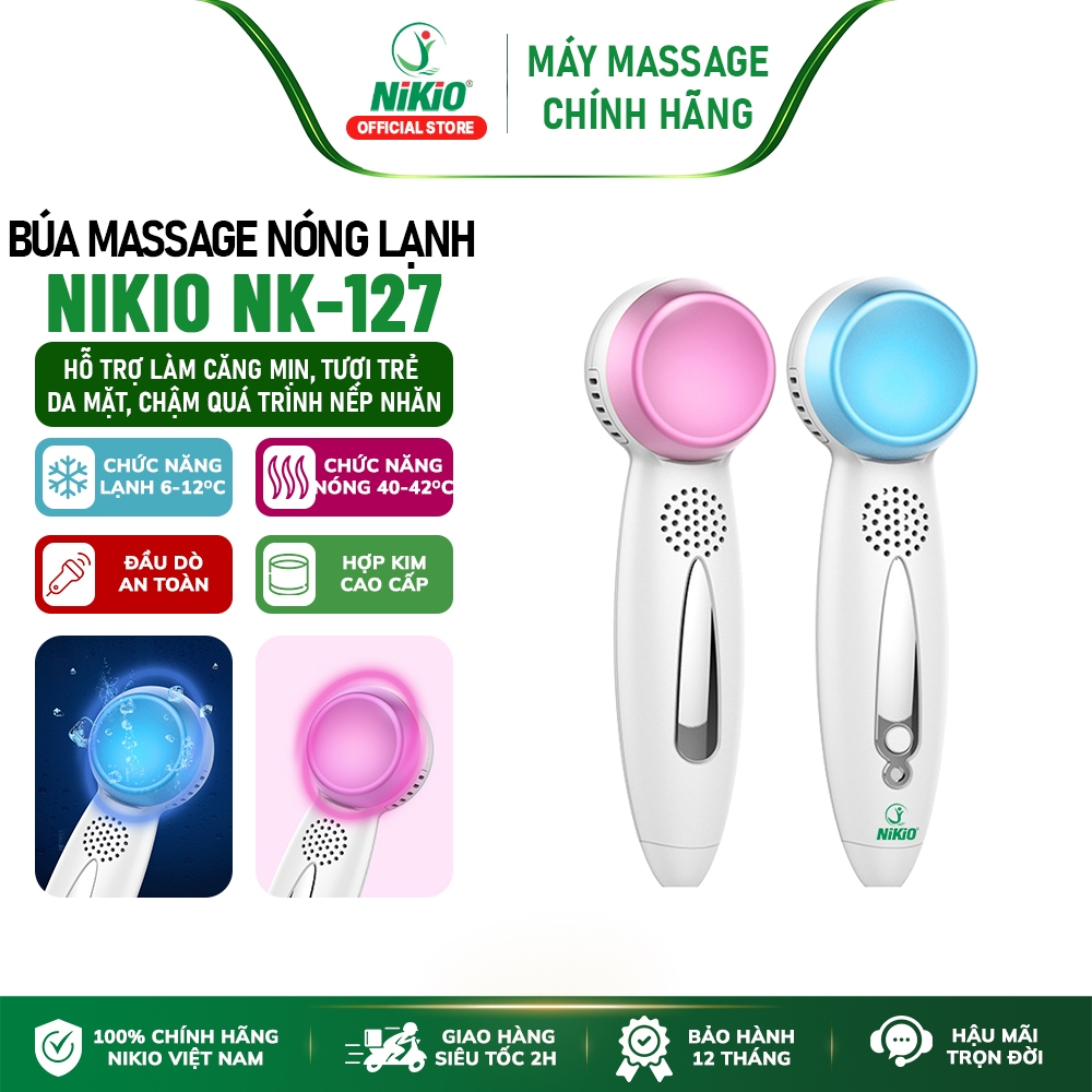 Búa nóng lạnh massage da mặt Nikio NK-127 - Pin sạc, bảo hành chính hãng