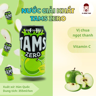 Nước ngọt có gas Tams Zero Calorie 355ml không đường không calo Hàn Quốc vị trái cây dễ uống