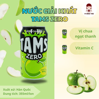 Tams Zero Calorie 355ml không đường không calo Hàn Quốc vị dứa có gas nhẹ, thanh mát giải khát