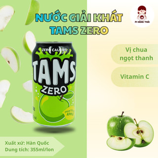 Tams Zero Calorie 355ml không đường không calo Hàn Quốc vị dứa có gas nhẹ, thanh mát giải khát