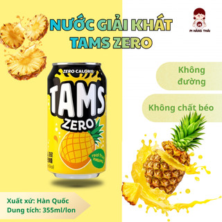 Nước ngọt có gas Tams Zero Calorie 355ml không đường không calo Hàn Quốc vị trái cây dễ uống