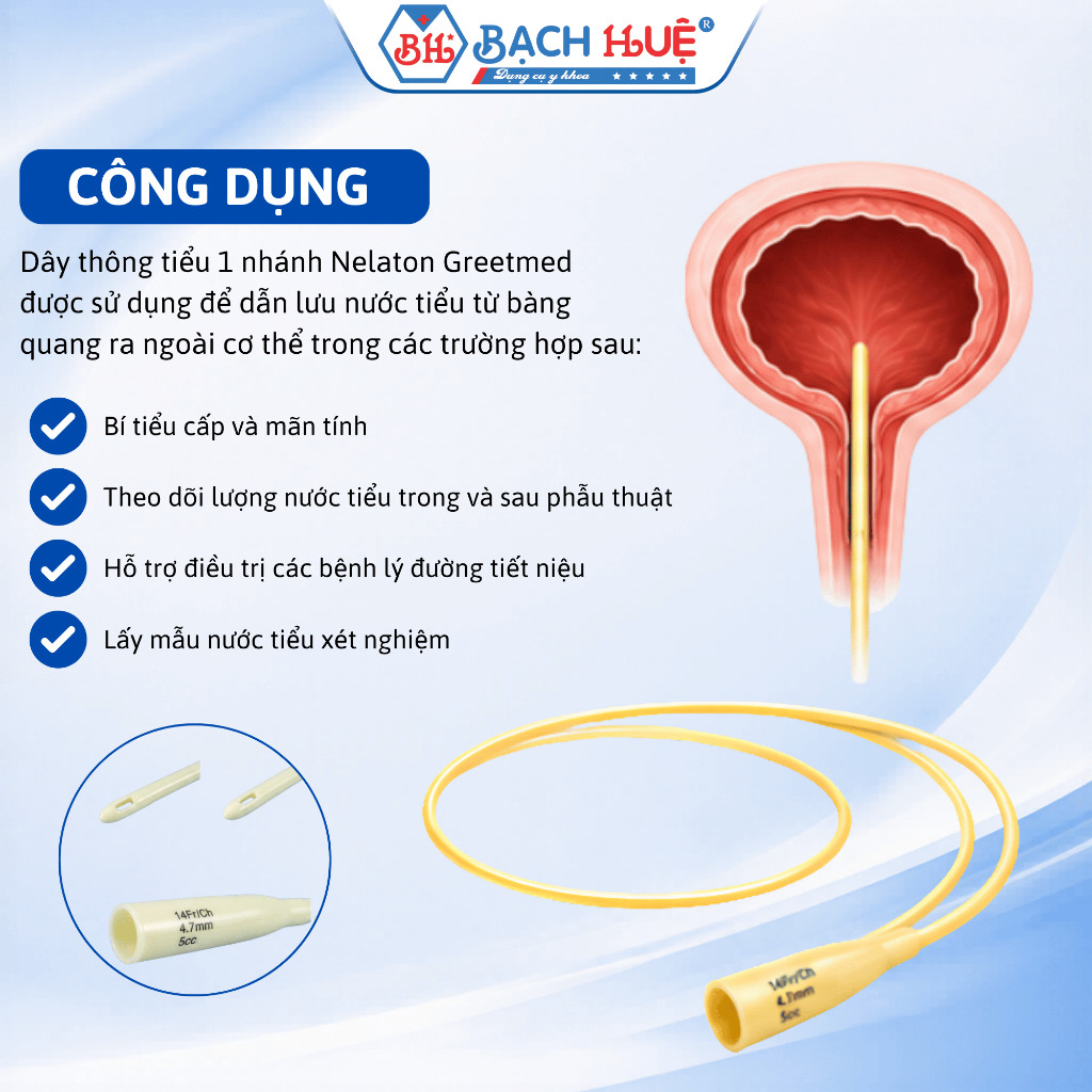 Dây Thông Tiểu Nelaton 1 Nhánh Nhiều Kích Thước– Dây Thông Tiểu Mềm Y Tế Vô Trùng An Toàn Dễ Sử Dụng